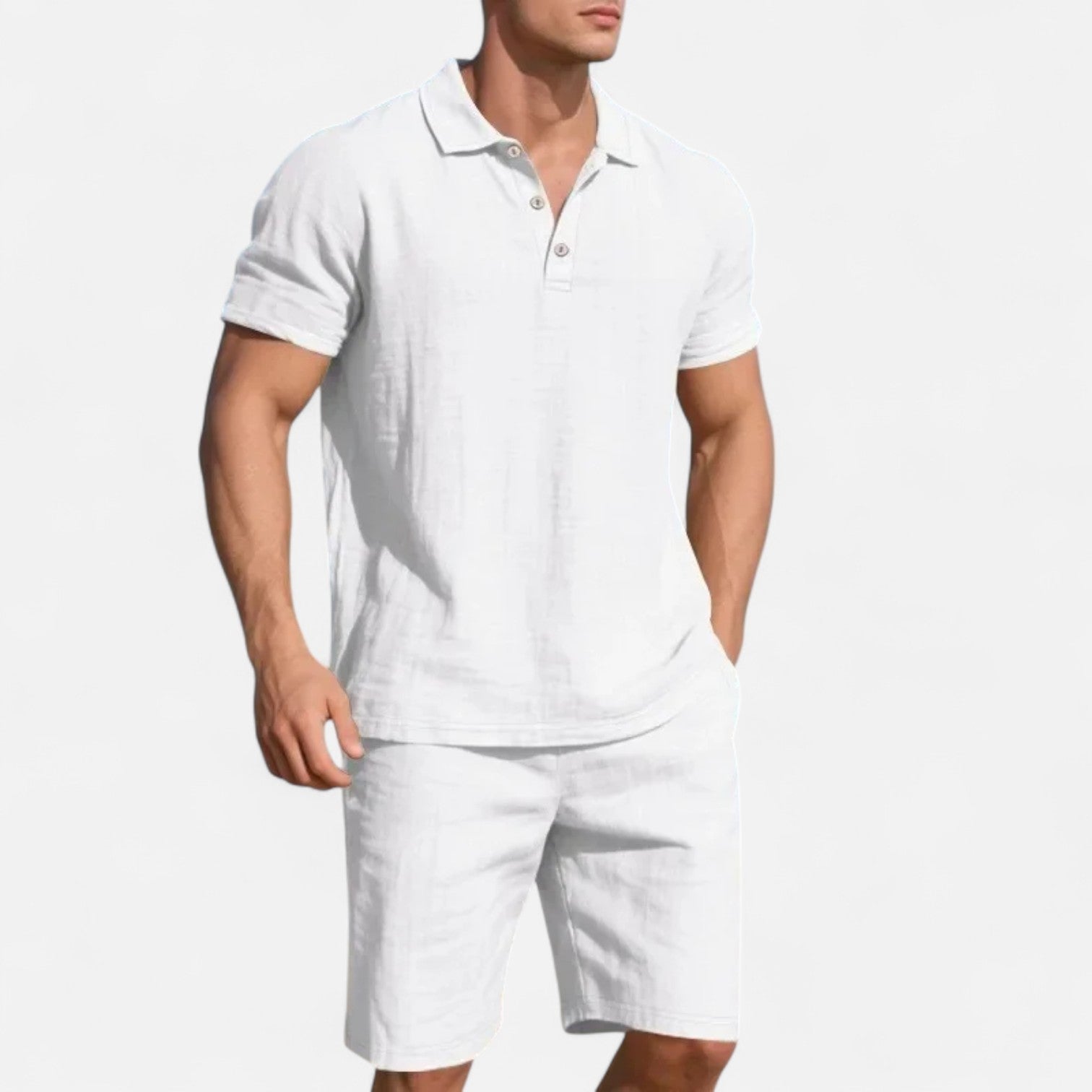 Men’s Summer Linen Polo Shirt and Shorts Set – Lightweight, Breathable, Stylish 6