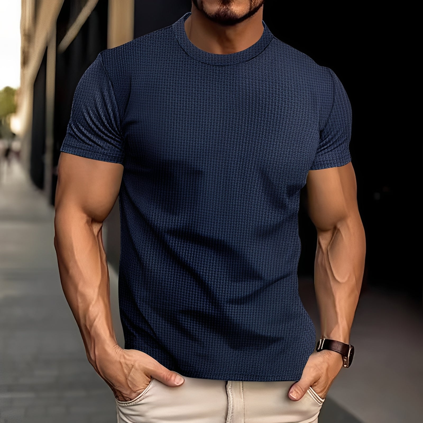 Short Sleeve Base Layer – Premium Soft Touch Waffle Knit Shirt