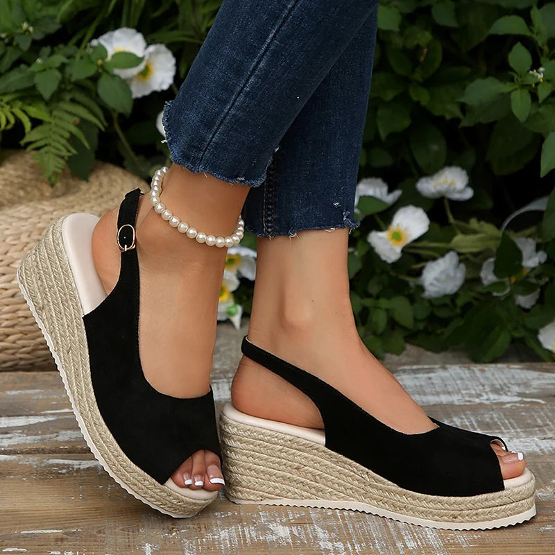 Stylish Summer Wedge Sandals for Women – Comfortable Peep Toe Design with Back Strap 3