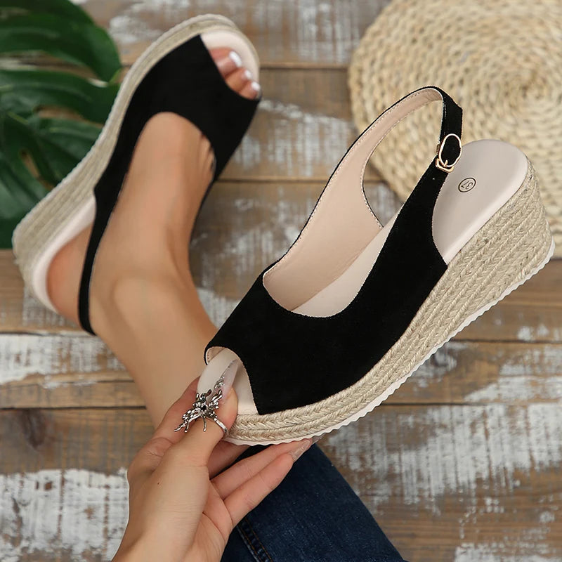 Stylish Summer Wedge Sandals for Women – Comfortable Peep Toe Design with Back Strap 4