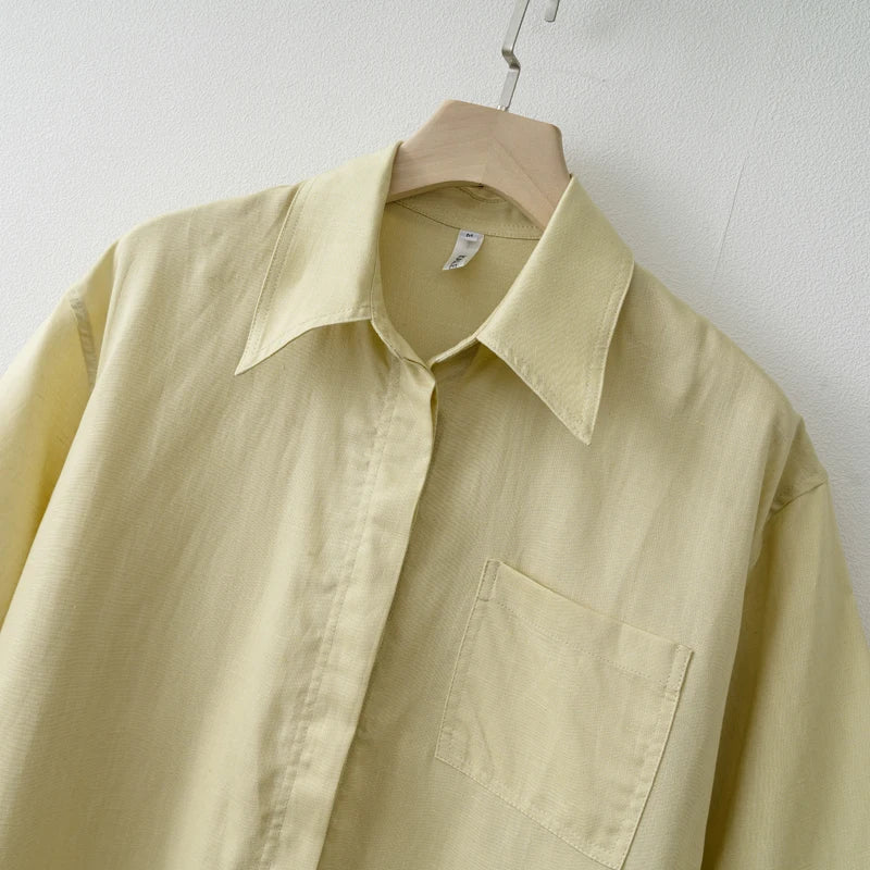 Women's Button-Down Summer Dress – Relaxed Fit Collared Linen Design