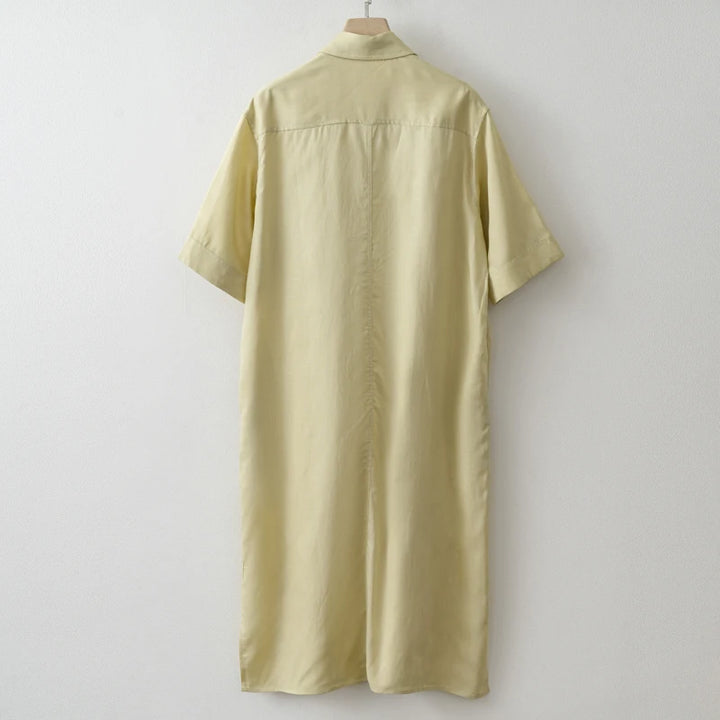 Women's Button-Down Summer Dress – Relaxed Fit Collared Linen Design