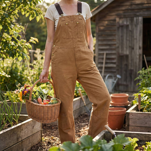 Women's Canvas Bib Overalls | Multi-Pocket Utility Duck Workwear Dungarees
