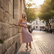 Women’s Corset Maxi Dress with Tulle Skirt Spaghetti Strap Elegant Formal Summer Gown