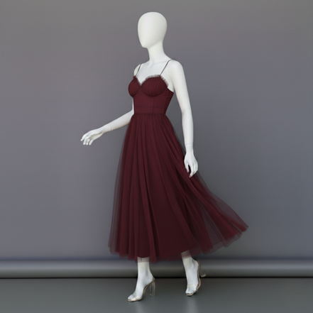 Women’s Corset Maxi Dress with Tulle Skirt Spaghetti Strap Elegant Formal Summer Gown