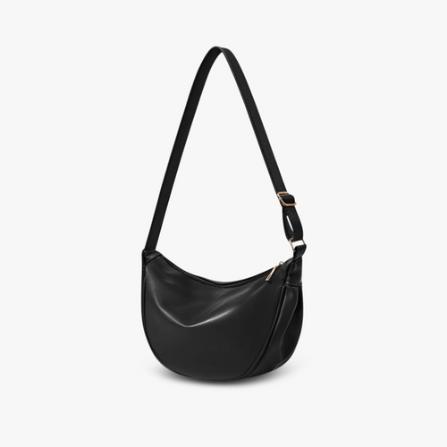 Women’s Crescent Shoulder Bag with Adjustable Strap and Zip Closure