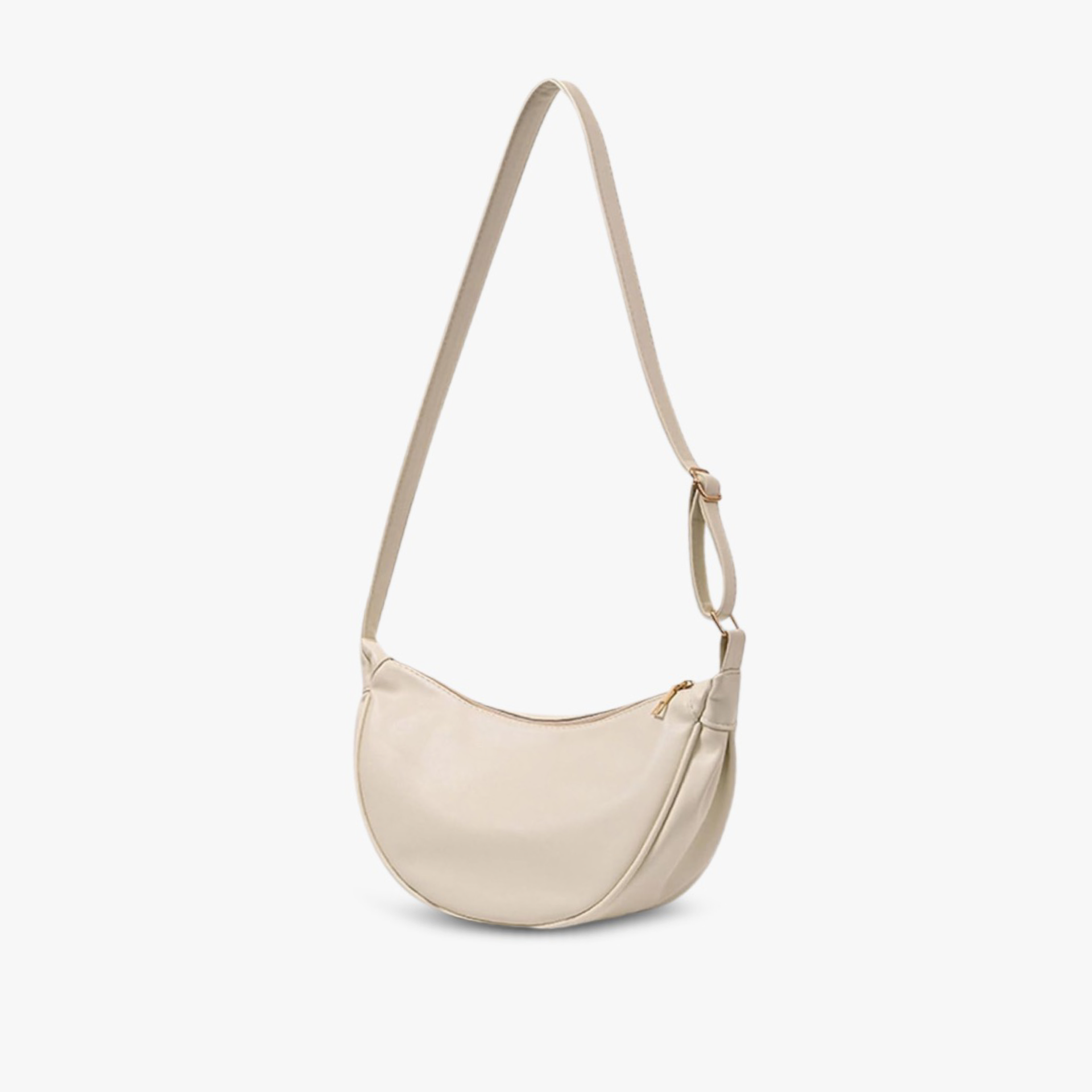 Women’s Crescent Shoulder Bag with Adjustable Strap and Zip Closure