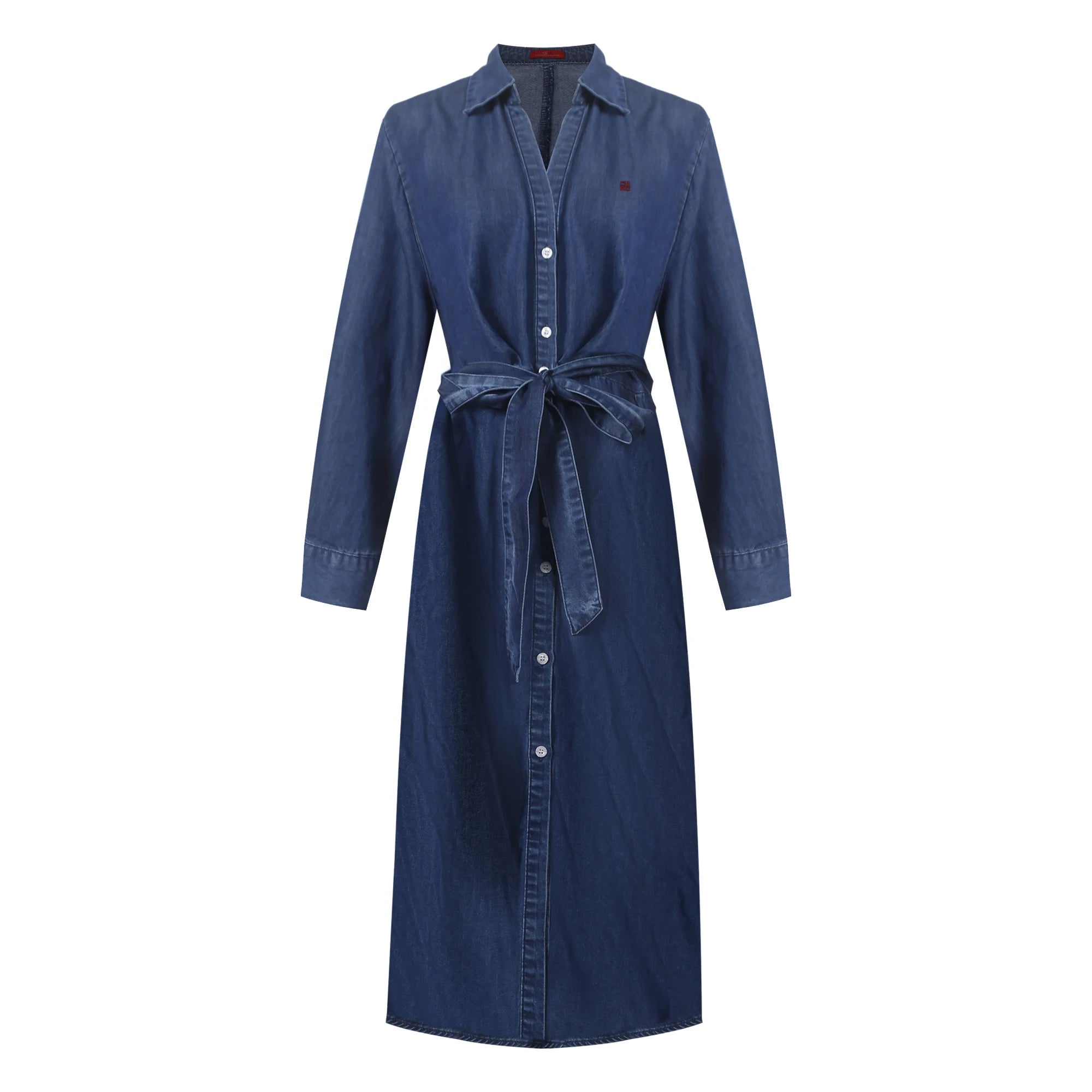 Women's Denim Dress – Stylish A-line Cut with Belted Design