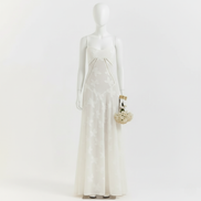 Women’s Floral Jacquard Spaghetti Strap Maxi Dress Corset Back Elegant Evening Gown