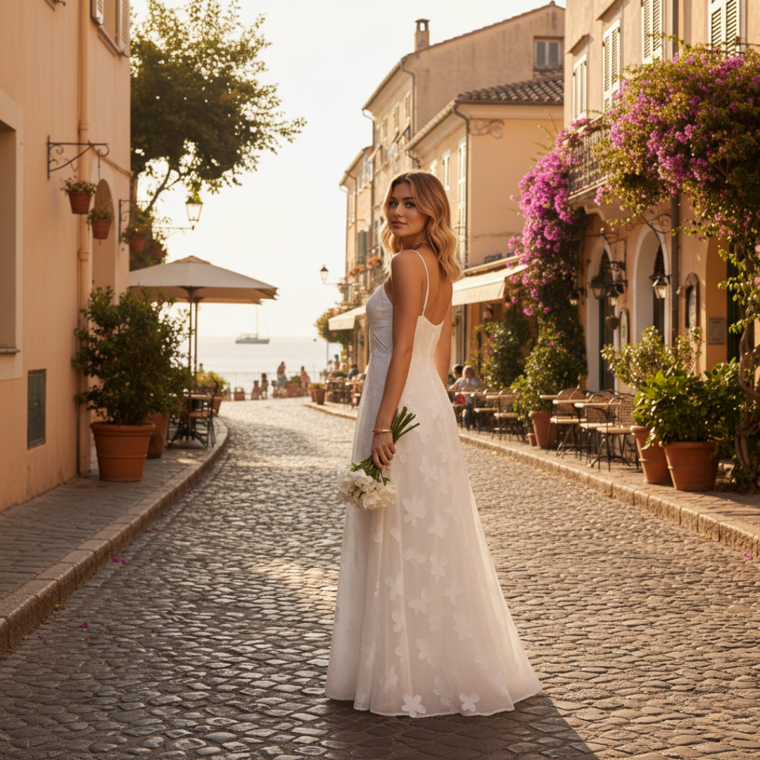 Women’s Floral Jacquard Spaghetti Strap Maxi Dress Corset Back Elegant Evening Gown