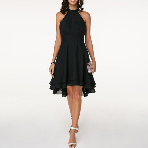 Women’s Halter Neck Mini Dress – Elegant Sleeveless Evening Style