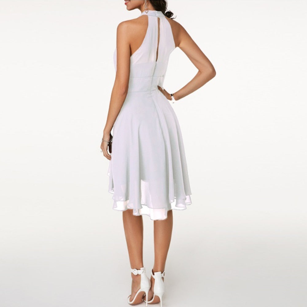Women’s Halter Neck Mini Dress – Elegant Sleeveless Evening Style