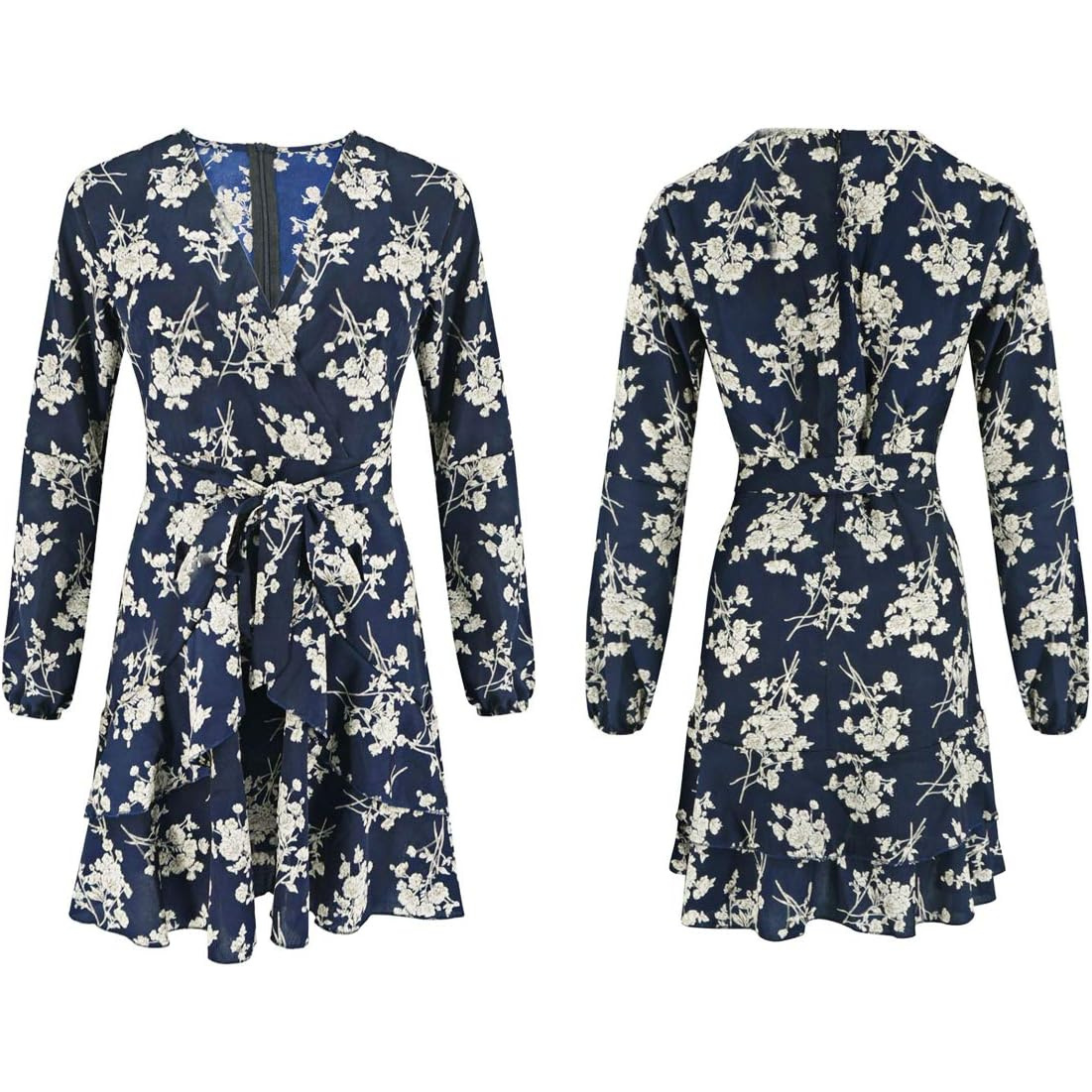 Women’s Spring Floral Dress with V-Neckline and Lightweight Fabric