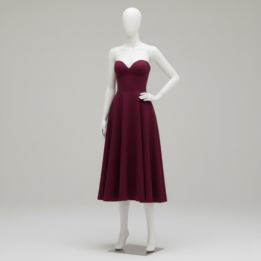 Women’s Strapless Sweetheart Maxi Dress Sculpted Bodice Elegant A-Line Party Gown