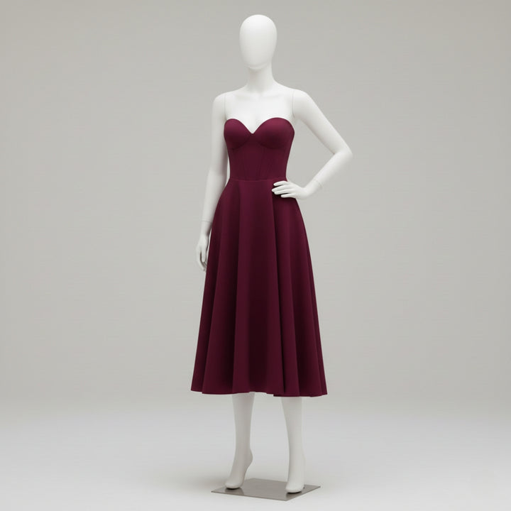 Women’s Strapless Sweetheart Maxi Dress Sculpted Bodice Elegant A-Line Party Gown