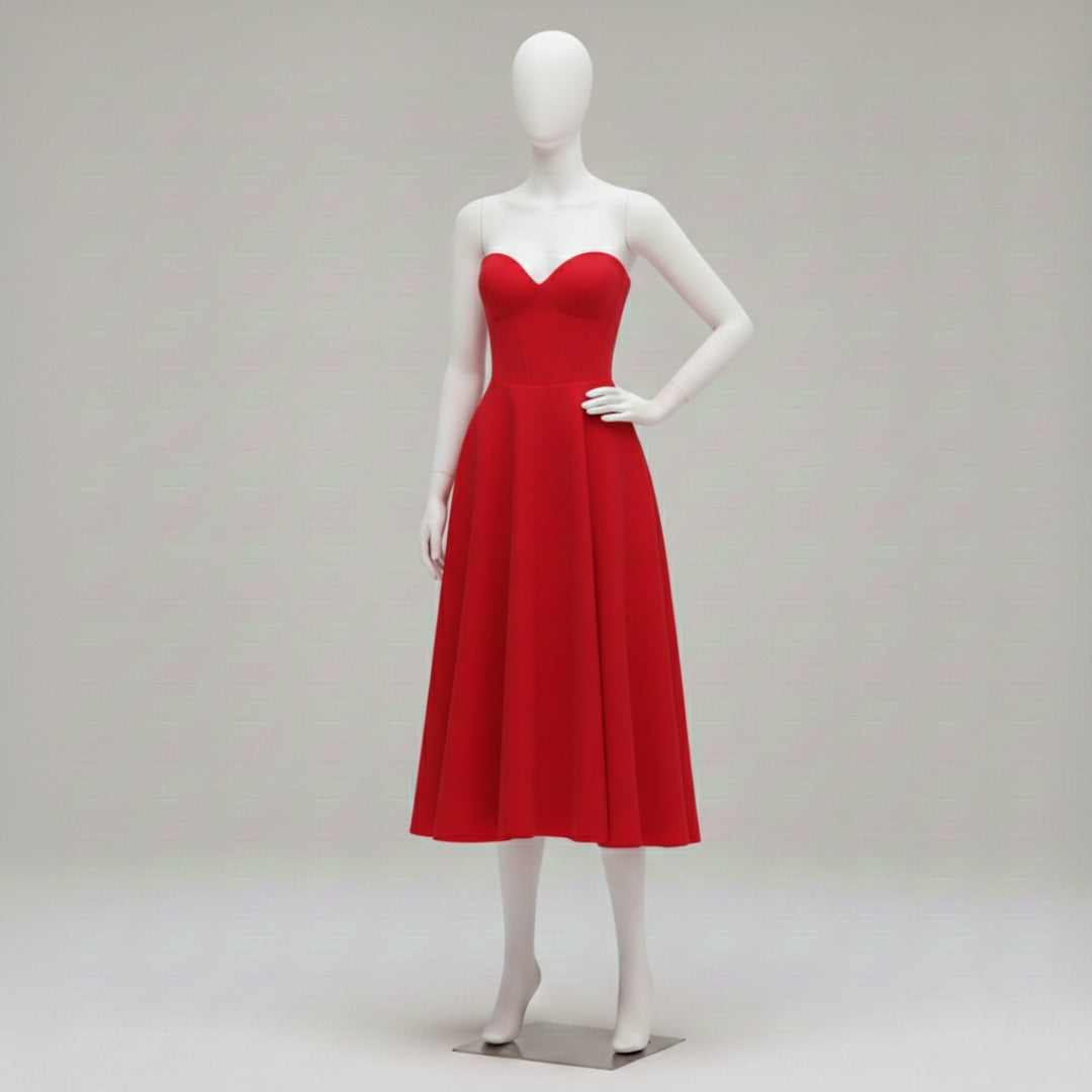 Women’s Strapless Sweetheart Maxi Dress Sculpted Bodice Elegant A-Line Party Gown