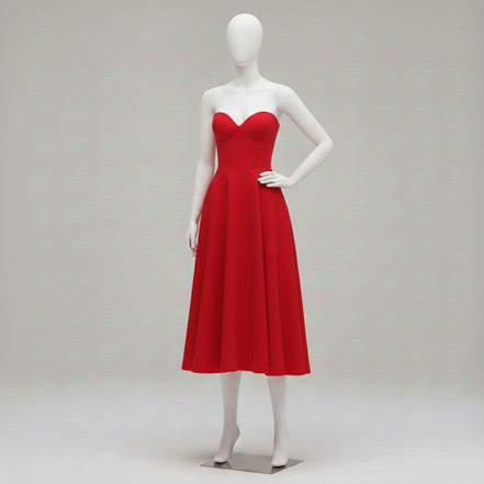 Women’s Strapless Sweetheart Maxi Dress Sculpted Bodice Elegant A-Line Party Gown