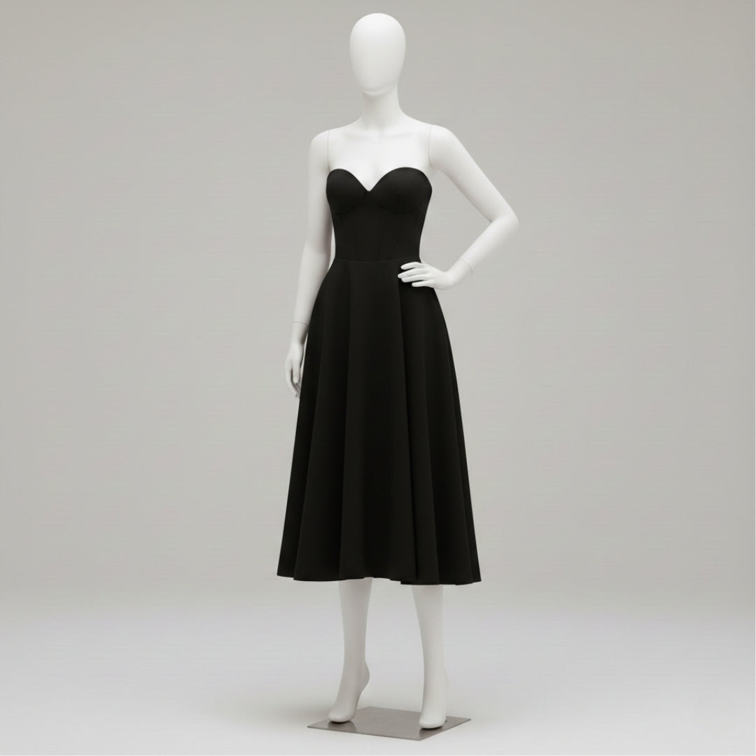 Women’s Strapless Sweetheart Maxi Dress Sculpted Bodice Elegant A-Line Party Gown