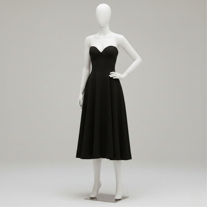 Women’s Strapless Sweetheart Maxi Dress Sculpted Bodice Elegant A-Line Party Gown