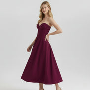 Women’s Strapless Sweetheart Maxi Dress Sculpted Bodice Elegant A-Line Party Gown