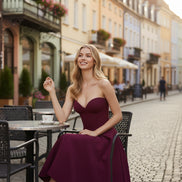 Women’s Strapless Sweetheart Maxi Dress Sculpted Bodice Elegant A-Line Party Gown