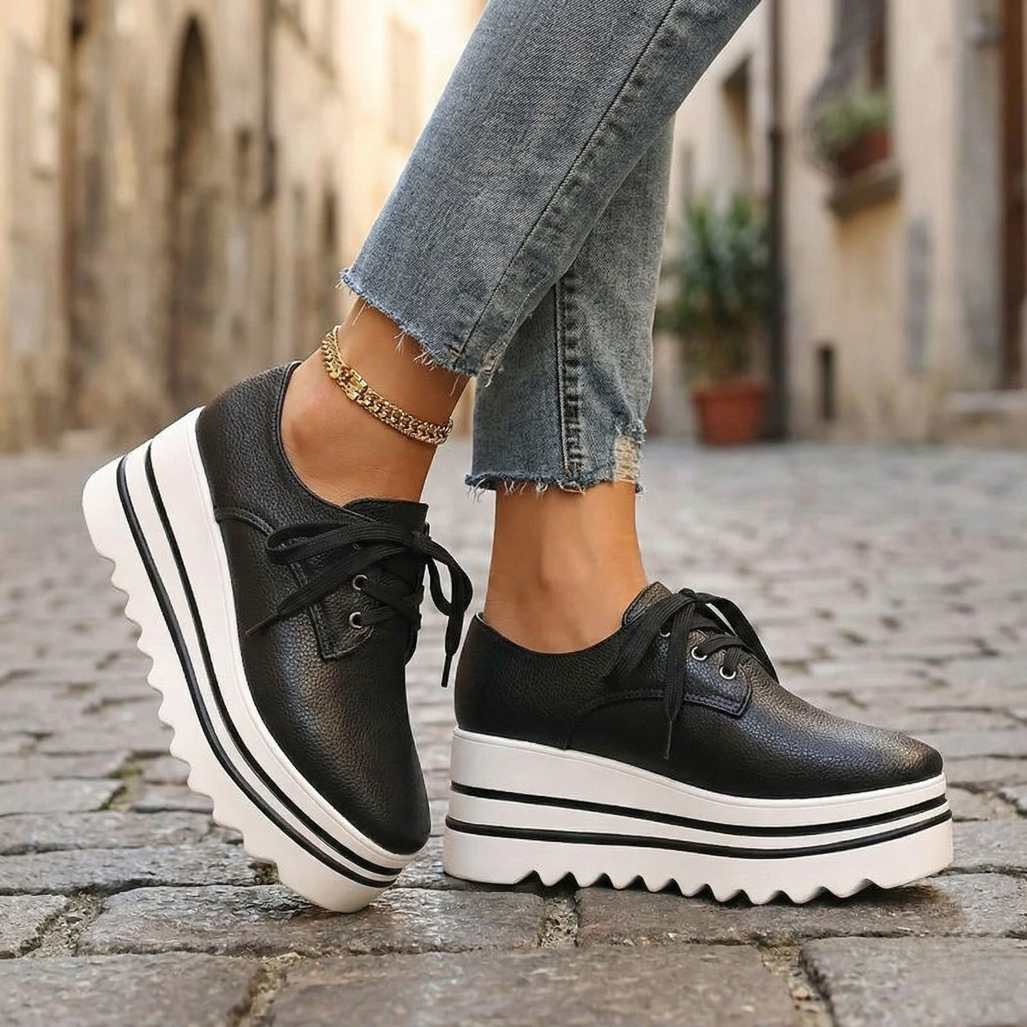 Women's Stylish Orthopedic Platform Oxford Shoes – Arch Support Summer Chunky Sole