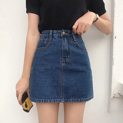 Women's Summer Denim Mini Skirt – High Waist, Slim Fit, Trendy Y2K Style