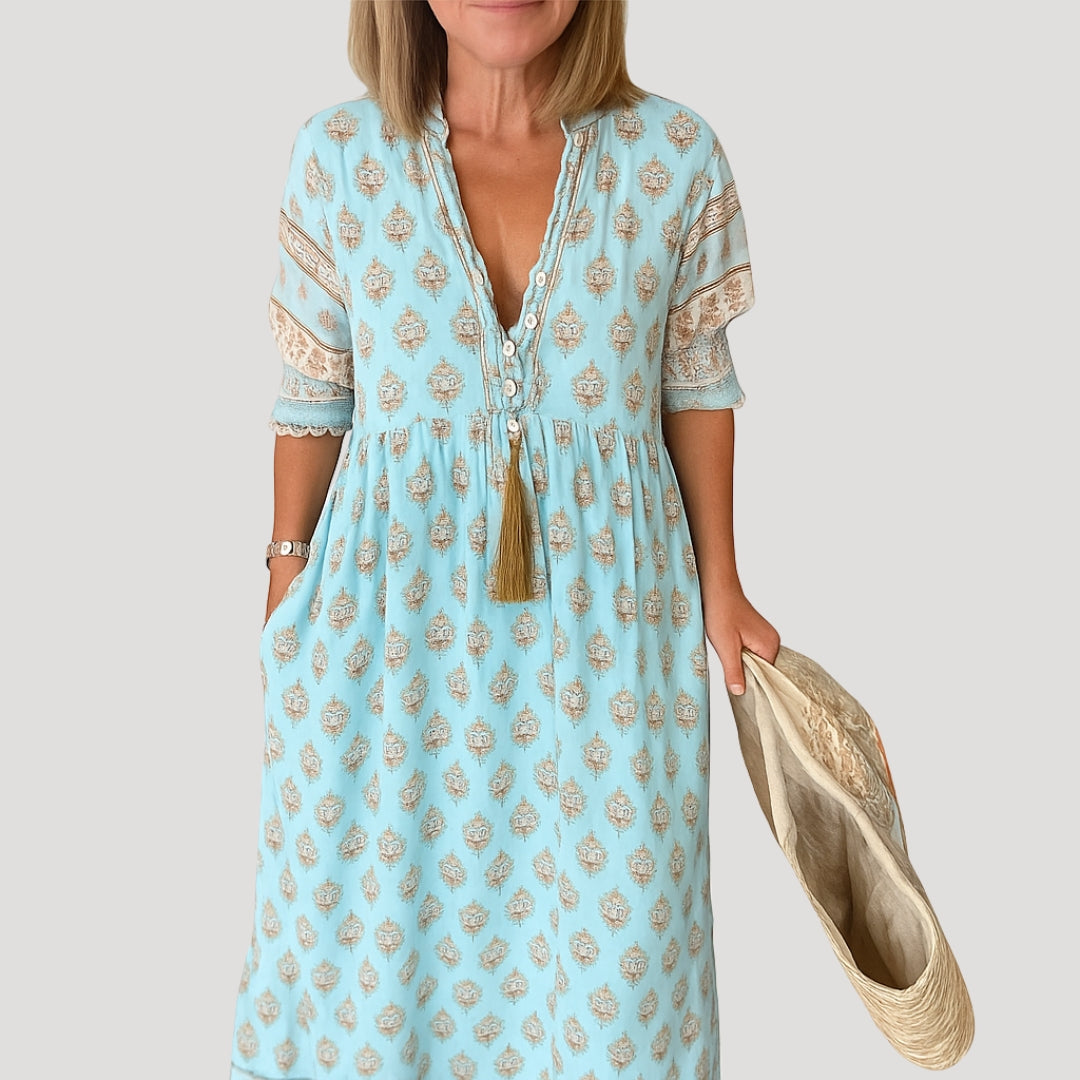 Women's Summer Midi Dress – Boho Chic with Relaxed Fit and Lightweight Fabric