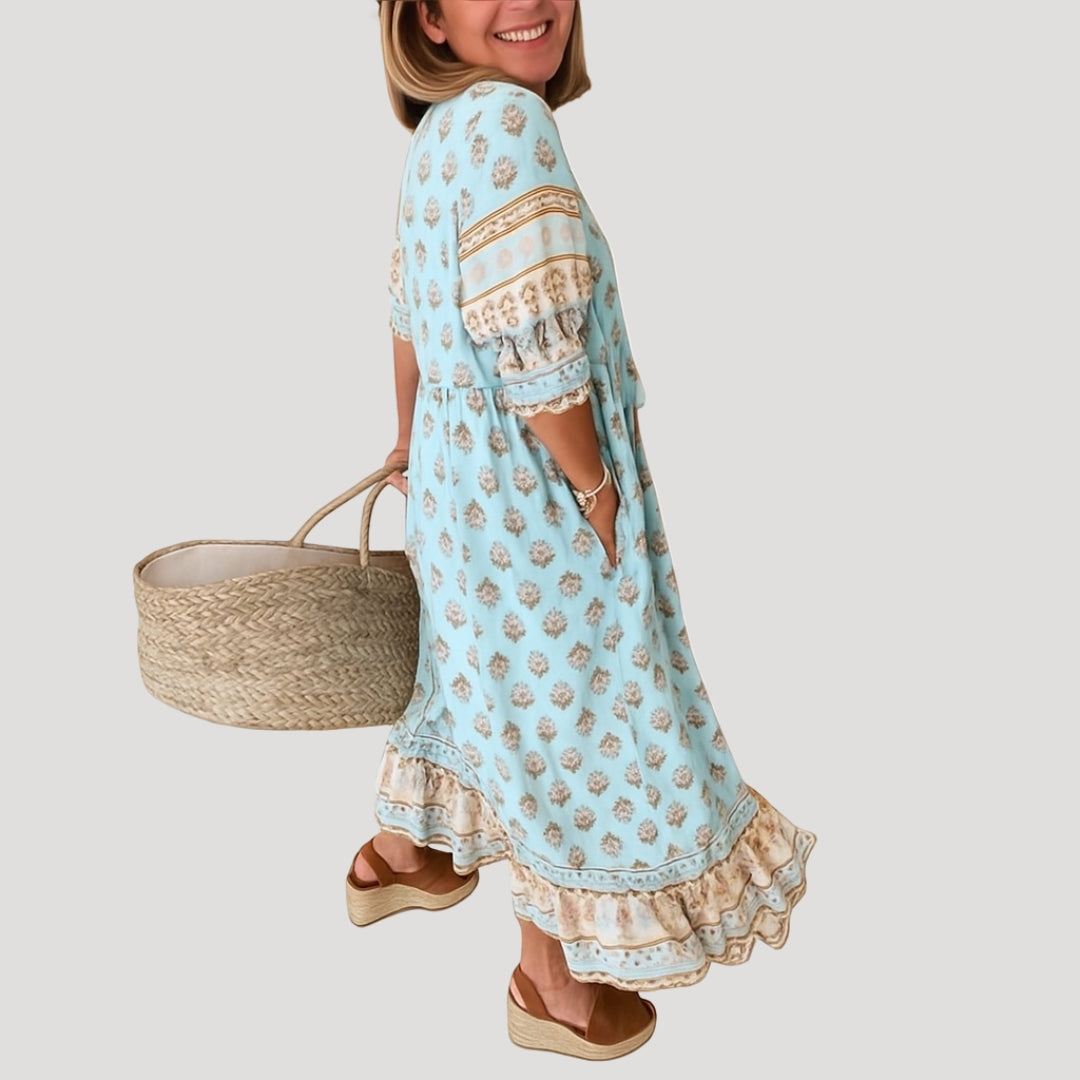 Women's Summer Midi Dress – Boho Chic with Relaxed Fit and Lightweight Fabric