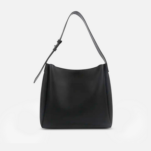 Women’s Vegan Leather Shoulder Bag with Adjustable Buckle Strap – Minimalist Everyday Tote