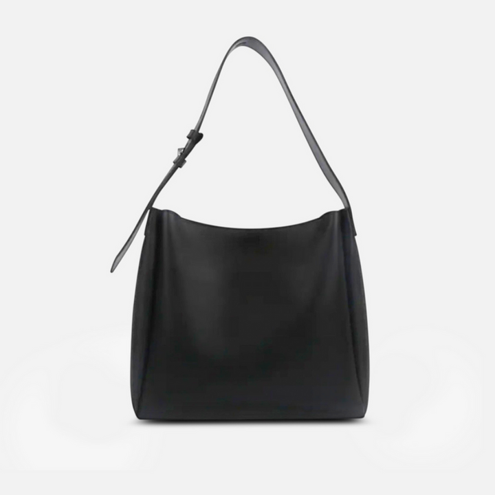 Women’s Vegan Leather Shoulder Bag with Adjustable Buckle Strap – Minimalist Everyday Tote