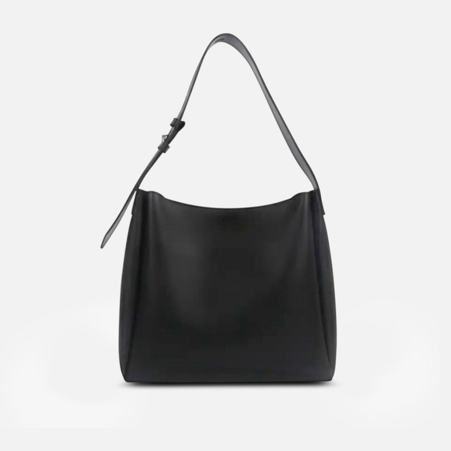 Women’s Vegan Leather Shoulder Bag with Adjustable Buckle Strap – Minimalist Everyday Tote