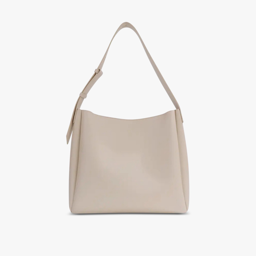 Women’s Vegan Leather Shoulder Bag with Adjustable Buckle Strap – Minimalist Everyday Tote