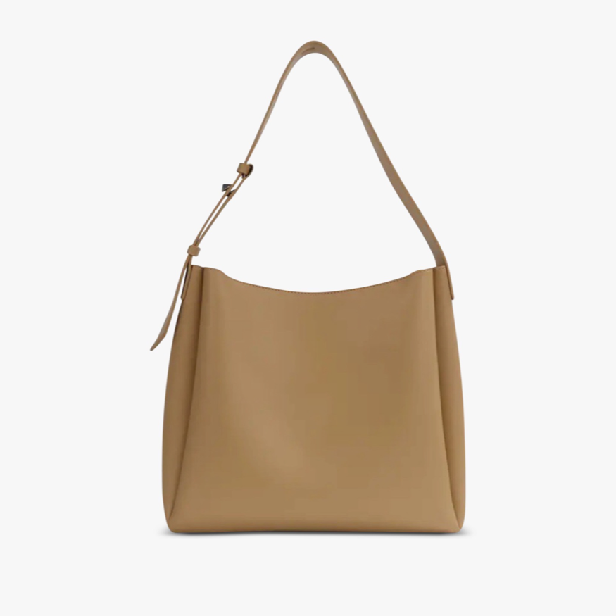 Women’s Vegan Leather Shoulder Bag with Adjustable Buckle Strap – Minimalist Everyday Tote