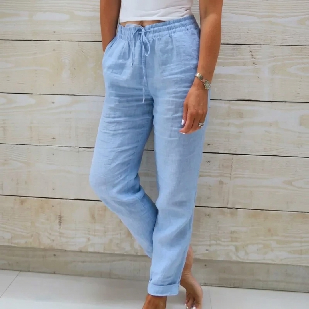 Women's Wide Leg Trousers – Airy High-Waist Loose Fit Linen Pants