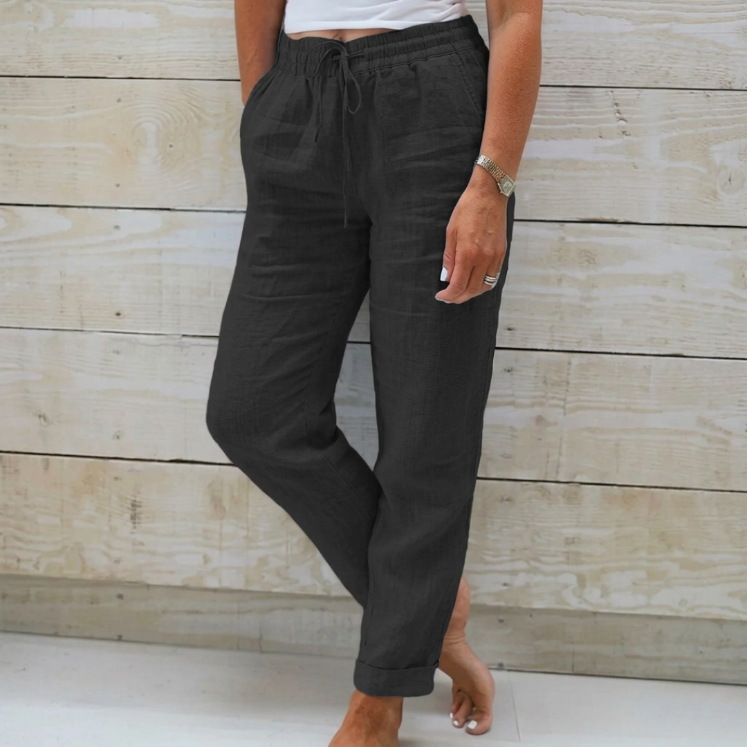 Women's Wide Leg Trousers – Airy High-Waist Loose Fit Linen Pants