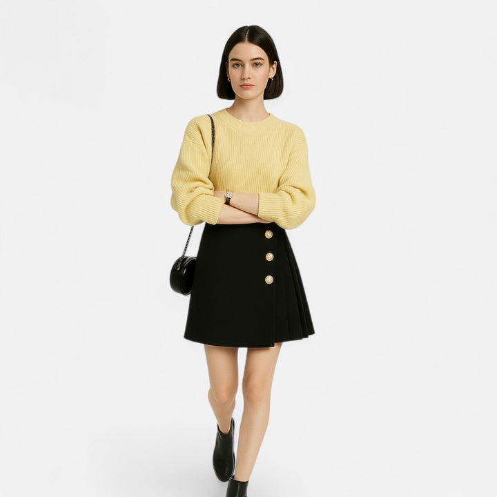 Women's Elegant Black Midi Skirt – Flattering A-Line Design with Ruched Detailing 4