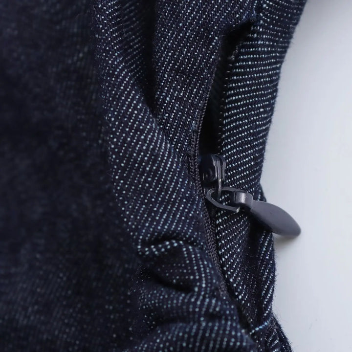 Womens Spring Denim Dress with Stylish Lapel and Side Zipper