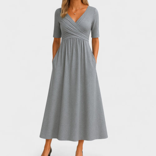 Womens Elegant Midi Dress with Flattering Fit and Comfortable Sleeves